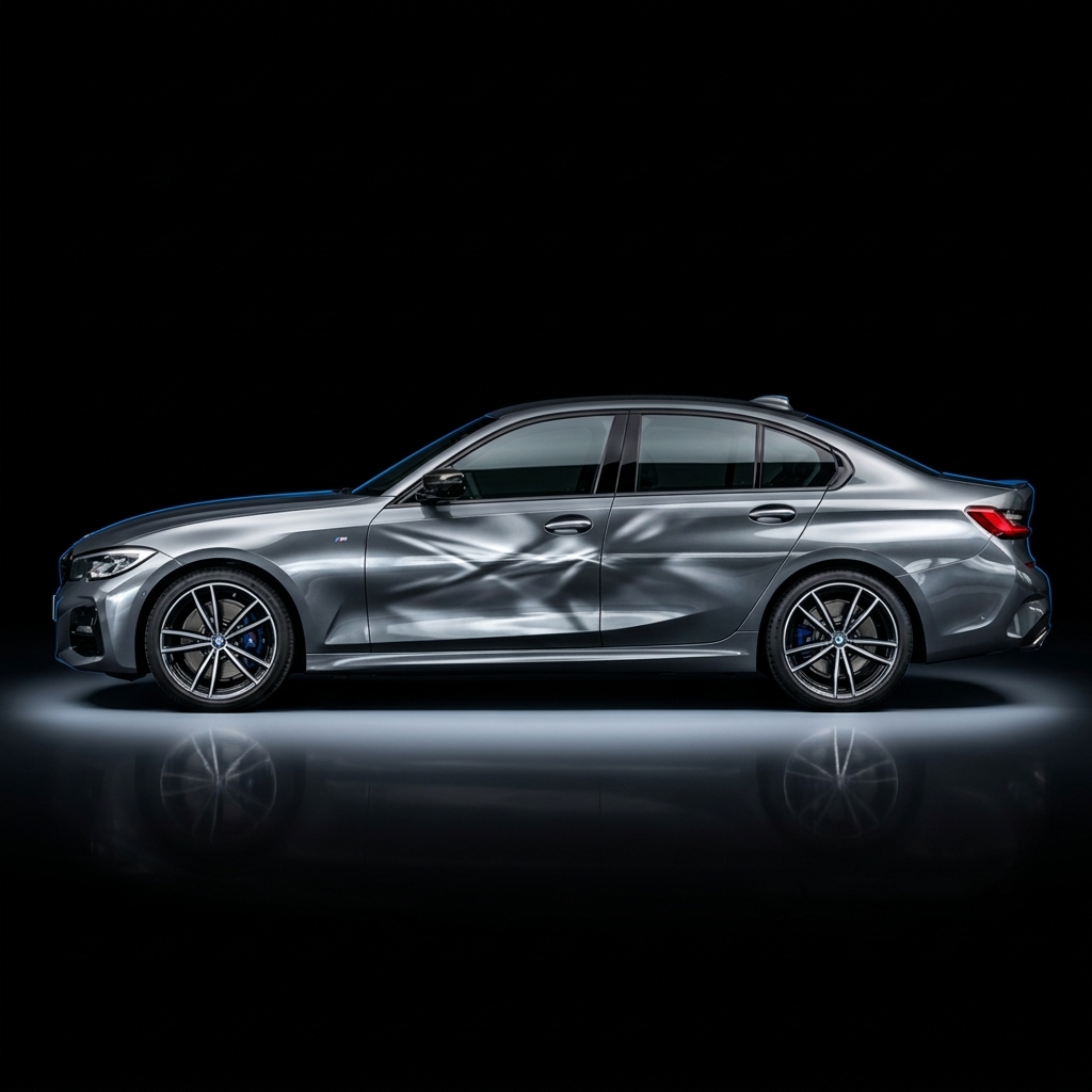 Salvage auction inventory example — Toyota Tacoma in studio lighting